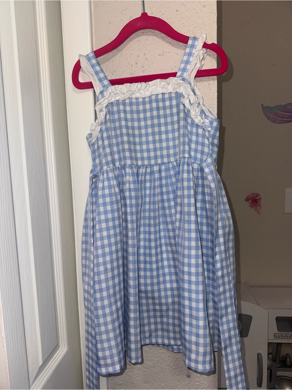 Blue Gingham Ruffle-Trim Girls' Sundress